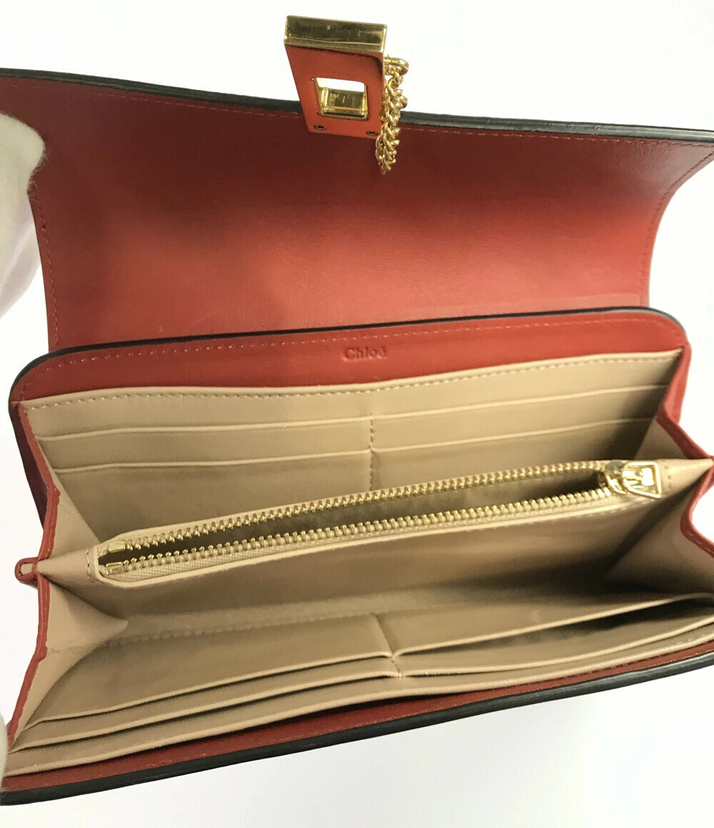 Chloe Turnlock Horse Embroidery Drew Closure Wallet Long Little Black